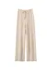 Pantalones de pierna ancha adelgazantes de cintura alta simples mezcla de cachemira al 35% para mujer, holgados, engrosados, tejido de lana de cuatro cabos, pantalones casuales