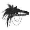 Gran oferta de Eaby, nueva diadema de plumas para baile, tocado de novia con borlas estilo retro europeo y americano, diadema para el cabello
