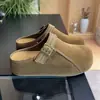 Sandalias cerradas tipo Birkenstock de suela gruesa para aumentar la altura para mujer, nueva colección de otoño 2026, pantuflas de moda retro estilo Birkenstock