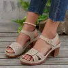 Sandalias de tacón alto con tiras para mujer, talla grande, moda retro nueva 2026, comercio electrónico transfronterizo, en stock y al por mayor.