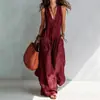 2026 Comercio Exterior Transfronterizo Ropa de Mujer Nueva Color Sólido Cuello en V Elegante Holgado Estilo Europeo y Americano Mono con Bolsillos