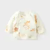 Roupa íntima de algodão acolchoada quente para bebê recém-nascido, costas meio abertas, sem costura, algodão puro, traje de monge de algodão fino para outono e inverno, top para bebê