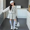 Conjunto de Roupa de Alta Qualidade Estilo Coreano para Meninas Outono 2025 Novo Conjunto Elegante de Moletom e Saia para Meninas Mais Velhas