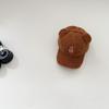 Chic simple sombrero cálido de felpa para niños sombrero de sol de invierno para niños súper lindo oso bordado gorra con visera orejas de bebé