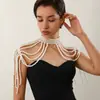 Moda europea y americana transfronteriza joyería temperamento cadena para vestido de múltiples capas con borla de perla de imitación cadena corporal