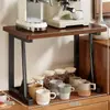 Rack de Armazenamento para Máquina de Café, Porta-Copos Duplo de Mesa, Rack de Madeira para Bancada de Cozinha, Micro-ondas e Panela de Arroz, Rack de Armário Lateral