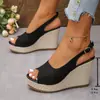 Em estoque: Sandálias de salto plataforma peep-toe estilo europeu e americano plus size, novo estilo verão 2026, plataforma, exportação transfronteiriça, sandálias romanas para mulheres.