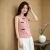 Moda Nuevo Estilo Chino Estilo Nacional Conjunto para Mujer Verano Nuevo Sentido del Diseño Camisa Estilo Nacional Pantalones de Pierna Ancha Adelgazante Conjunto de Dos Piezas Tendencia