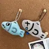 Chaveiro Peixinho Engraçado de Desenho Animado Subaquático Peixe Cinza Azul Fofo e Interessante Pingente para Mochila de Estudante Acessórios de Pingente