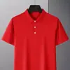 Camisa polo executiva de toque fresco com gola de lapela, mangas curtas, blusa masculina respirável, piquet antibacteriano, cor sólida, camisa polo com toque gelado