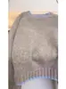 Nuevo Suéter de Punto Corto para Mujer, Jersey Grueso 100% Lana Pura de Otoño e Invierno, con Bloques de Color y Cuello Redondo