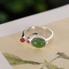 Conjunto de pendientes y anillo con colgante de conejo con diseño de nicho de jaspe Hotan natural bañado en oro de plata esterlina S925 de Yilu