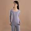 Traje de ropa interior térmica para mujer de terciopelo sin costuras mallas largas forradas de polar engrosado camiseta de manga larga para otoño e invierno mallas
