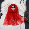 Nuevo Pañuelo de Seda de Morera con Cuentas para Mujer, Pañuelo Mezclado de Seda y Lana, Chal Largo Versátil, Chal de Alta Calidad al por Mayor
