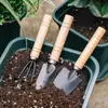 Set de tres piezas para herramientas de jardinería casera: pala pequeña, palita, herramientas para aflojar la tierra, deshierbar, cultivar verduras y cultivar flores