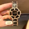 Reloj de Pulsera de Cerámica con Forma de Flor Estilo Tweed Moda para Mujer Esfera Totalmente Diamantada Reloj de Cuarzo Dai Shika Watch