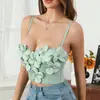 Top Corto Strapless con Flores 3D Adornado con Pedrería, Estilo Europeo y Americano, para Fiestas, Discotecas y Salidas Sexy