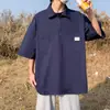 Moda Coreana 2024 Nova Chegada Coreia do Sul Estilo Hong Kong Camiseta Masculina de Manga Curta Camisa Polo com Gola Roupa Masculina Moda Coreana