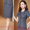 En stock Traje profesional de manga corta para mujer, falda fina de verano con temperamento, ropa de trabajo de recepción, traje de ventas, gerente en stock