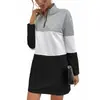 Amazon Comercio Transfronterizo Otoño 2026 Vestido Sudadera Nuevo Estilo Europeo y Americano Cremallera Cuello Alto Vestido con Retazos Negros para Mujer
