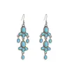 Brincos Retrô Turquesa Mais Vendidos no Exterior, Brincos Bohemianos Étnicos com Franjas em Gota D'água, Brincos Exagerados para Fotografia de Viagem