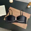 Ropa Interior Invisible para Mujer Verano Fina Sin Aro Estilo Juvenil Reafirmante para Pecho Grande Mostrar Pecho Pequeño Anticaída Conjunto de Sujetador Sexy