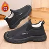 Zapatos de Algodón Engrosados con Felpa de Invierno Zapatos Casuales sin Cordones para Hombre Zapatos Deportivos Zapatos de Trabajo para Hombre Zapatos Cálidos para Papá