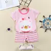 Traje de Manga Corta para Niños Verano Algodón Puro Masculino y Femenino Ropa de Bebé Shorts de Manga Corta Conjunto de Dos Piezas Traje Infantil de Dibujos Animados Venta al por Mayor