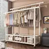 Perchero de pie para dormitorio, uso doméstico, perchero de doble barra engrosada, perchero simple, estante de almacenamiento de ropa