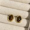 Pendientes redondos de ojo de tigre de estilo coreano para mujer, con ambiente otoñal e invernal, pendientes retro elegantes, pendientes Maillard personalizados de moda.
