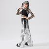 Traje de dança de jazz para meninas, moderno, moderno, moderno, dia de ano novo, roupas infantis, roupa da moda, estampa de leopardo, roupa para apresentação de dança infantil