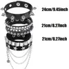 Pulseira Punk de Couro com Rebites para Motociclista Mais Vendida Transfronteiriça Corrente Personalizada Hip-Hop Pulseira de Pulso Acessórios