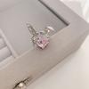 Bling Bonito Doce Legal Nifty Coelho Anel de Diamante Estilo Coreano Doce Feminino All-match Anel de Dedo Aberto