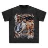 Camiseta American Star de hip hop callejero, marca de moda, estilo retro, desgastada, lavada, de algodón grueso, holgada, de manga corta.