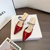 Nuevas Mules de Verano 2026 Estilo Hada Nude Charol Puntiagudas para Mujer, Sandalias Francesas de Tacón Grueso para Uso al Aire Libre