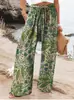 2026 Ropa de Mujer Transfronteriza Amazon Nuevo Cintura Alta Casual Holgado Pierna Ancha Pantalones Y2 Comercio Exterior Estampado Digital