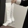 Botas altas Chuyuji de estilo europeo y americano con punta fina adelgazantes para mujer, otoño e invierno 2026, botas largas de tacón de aguja alto con cremallera trasera