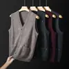 [Descuento de Outlet] Chaleco 100% Lana Pura para Hombre, Chaleco Cardigan, Chaleco de Lana con Cuello en V para Personas de Mediana Edad y Mayores