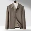 Jaqueta masculina feita à mão 2026 outono e inverno lapela estilo workwear casual de negócios jovem lã dupla face casaco curto