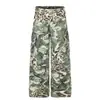 Calça de trabalho masculina com estampa de camuflagem de leopardo retrô americana, estampada em 3D, tendência punk, nicho, folgada, perna larga, reta
