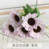 Flor Artificial Girassol com 5 Cabeças Girassol Decoração de Interior de Chão para Sala de Estar Doméstica Buquê Falso Acabado para Exterior