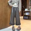 Calça Casual de Couro PU com Babados de Cintura Alta para Mulheres, Novo Estilo Primavera 2026, Cintura Elástica, Emagrecedor, Versátil, Calça Cropped