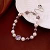 Pulsera Vintage Cuadrada de Zircón Perla Lujo Ligero Nicho Pulsera Versátil ins Pulsera de Moda de Alto Sentido Venta al por Mayor Mujeres