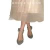 Vestido de Novia Principal Zapatos de Boda Tacones Altos Zapatos de Boda Zapatos con Lazo Tacones de Aguja para Mujer 2025 Nuevas Sandalias de Tacón Alto Negras