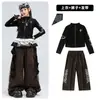 Traje de dança jazz para meninas, estampa de leopardo moderna com strass brilhante, conjunto de dança para meninas, top cropped estilo jazz para desfiles e apresentações de street dance
