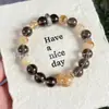 Pulseira de Contas Redondas de Obsidiana Prateada Natural Item Quente DIY Wukong Preto com Pedra Olho de Tigre Acessórios de Joias para Mãos Unisex de Alta Classe