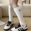 Calcetines Altos Grises de Ternera para Mujer, Medias con Lazo, Estilo Miu Estilo Simple Calcetines Altos, Calcetines para Piernas de Mujer de Algodón Puro