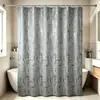 Cortina de ducha impermeable con estampado de grafiti plateado de lujo ligero personalizada transfronteriza para partición de baño
