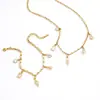 Elegante collar de acero de titanio, pulsera de nicho de lujo ligero, collar con colgante de circonita de acero inoxidable chapado en oro de 18K, joyería transfronteriza al por mayor