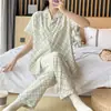 Pijama de Mujer Verano Nueva Llegada Algodón Burbuja Tejido Tela Arrugada Estilo Princesa Ins Lindo Manga Corta Delgado Traje de Casa